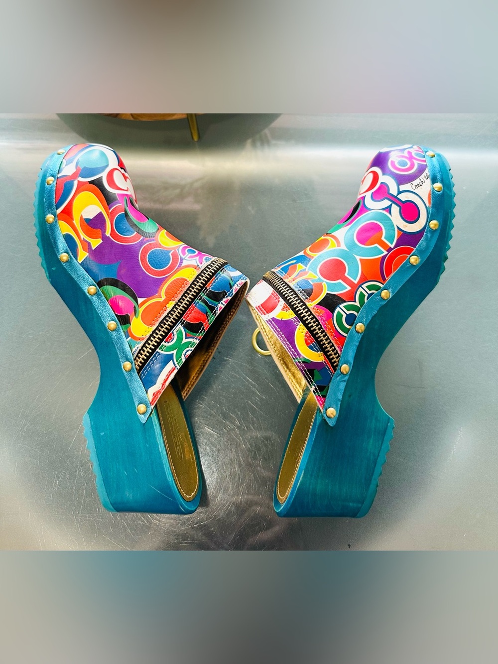 Coach Poppy Jessi Multicolor Clogs Mules Women’s Size 9 Vintage Y2K Like New - Picture 5 of 10